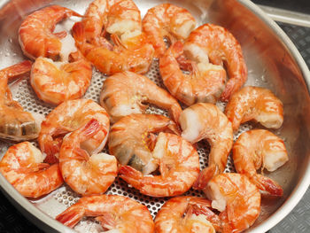 High angle view of seafood in container