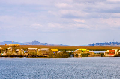 Traditional houses by lake titicaca