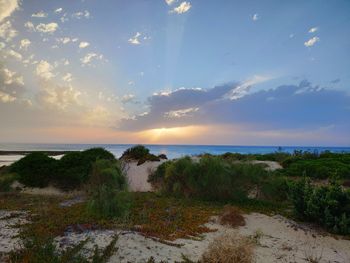 Scenic view of sea against sky during sunset