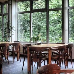 Empty chairs in restaurant