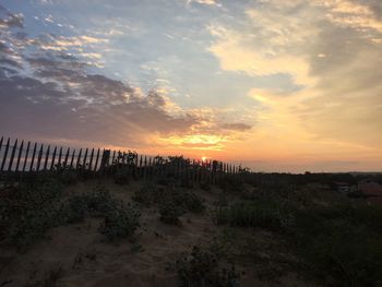 Scenic view of landscape against sky during sunset