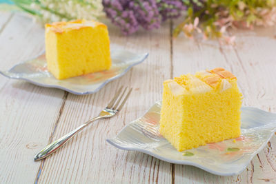 Close-up of cake on table