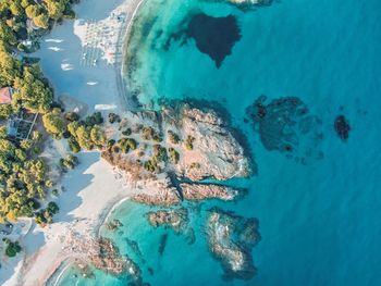 High angle view of island amidst sea