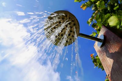 Low angle view of outdoors shower