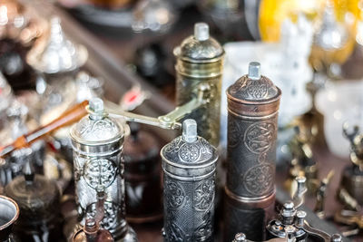 High angle view of objects in market stall