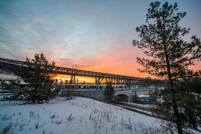 Bridge against sky during winter