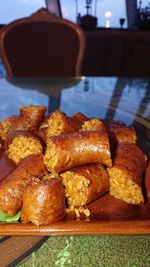 Close-up of bread in plate on table