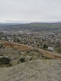 High angle view of townscape against sky