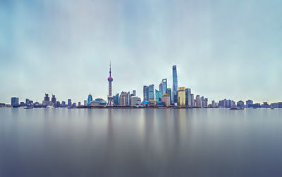 Panoramic view of skyscrapers against sky