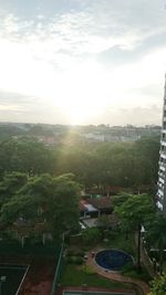 High angle view of townscape against sky