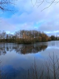 Scenic view of lake against sky