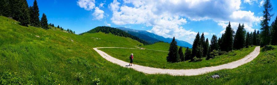 Panoramic view of asiago plateau against sky