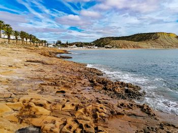 Scenic view of beach against sky