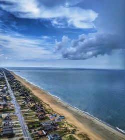 High angle view of sea against sky