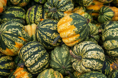 Full frame shot of pumpkins in market