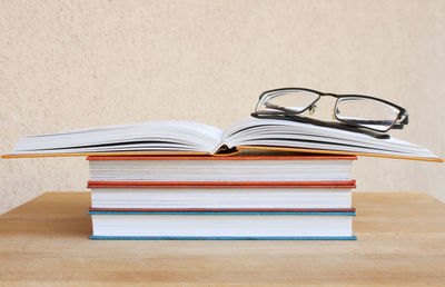 Close-up of books on table