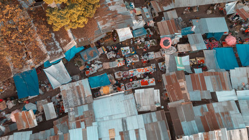 Aerial view of the local market in arusha city, tanzania