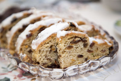 Close-up of cake served in plate