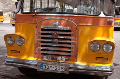 Close-up of yellow car