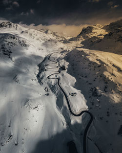 Scenic view of snow covered mountains against sky