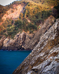 Scenic view of sea against mountain