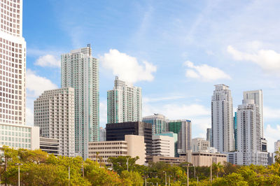 Skyline of apartment buildings at city downtown, miami, florida, united states