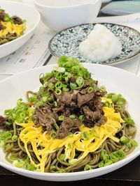 Close-up of food in plate on table