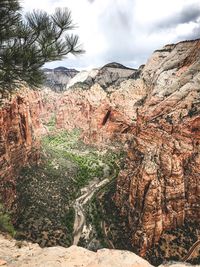 Scenic view of rocky mountains against sky