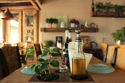 Close-up of drink on table at home