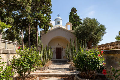 Entrance of building against sky