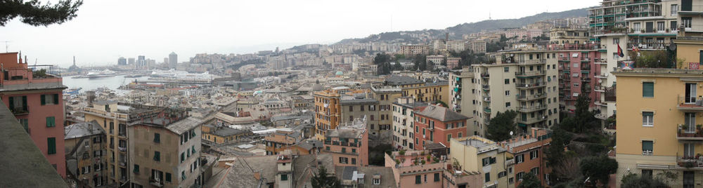 High angle view of townscape against sky