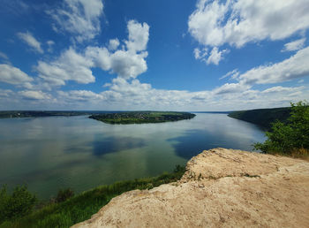 High angle, altitude view to the nistru river, near dubasari, moldova