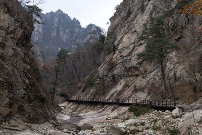 Scenic view of river amidst mountains