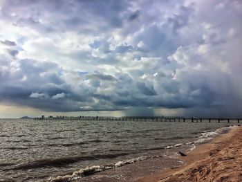 Scenic view of beach against sky