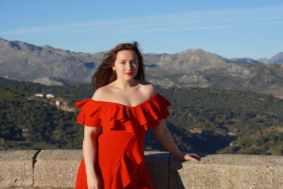 Woman with red dress