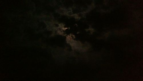 Low angle view of cloudy sky at night