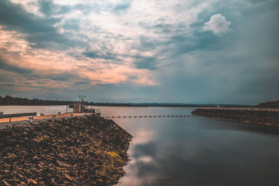 Panoramic view of sea against sky during sunset