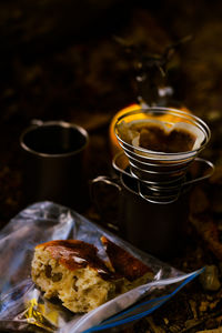 Close-up of food on table
