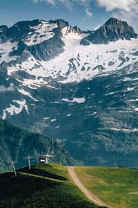 Scenic view of snowcapped mountains