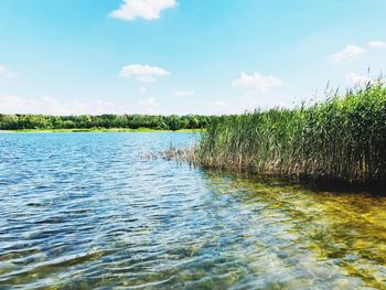 Scenic view of lake against sky