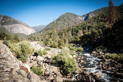 Scenic view of mountains against clear sky