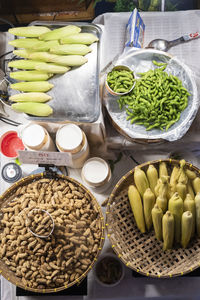 High angle view of food on table