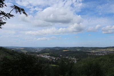 High angle view of townscape against sky