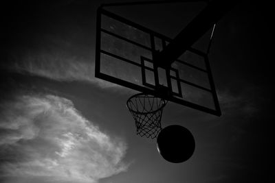 Low angle view of basketball hoop against sky