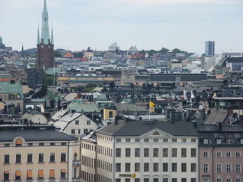 High angle view of buildings in city