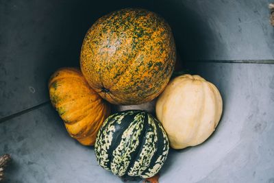 High angle view of fruits in plate