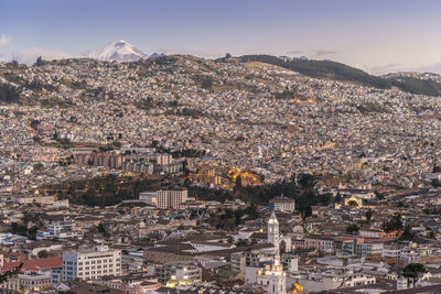 High angle view of townscape against sky