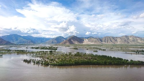 Scenic view of lake against sky