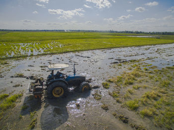 Scenic view of field against sky