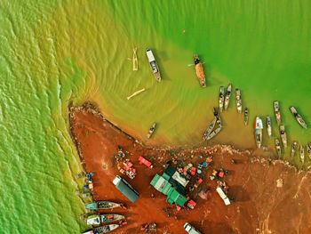 High angle view of garbage can